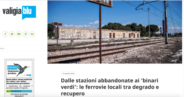 Reportage “Dalle stazioni abbandonate ai ‘binari verdi’: le ferrovie locali tra degrado e recupero”